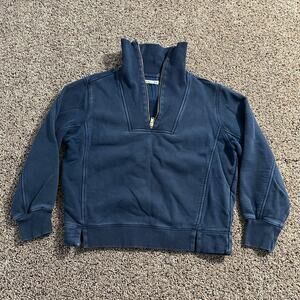 Alex Mill Sweatshirt Mens Small Blue Half Zip Stand Collar 100% Cotton Casual